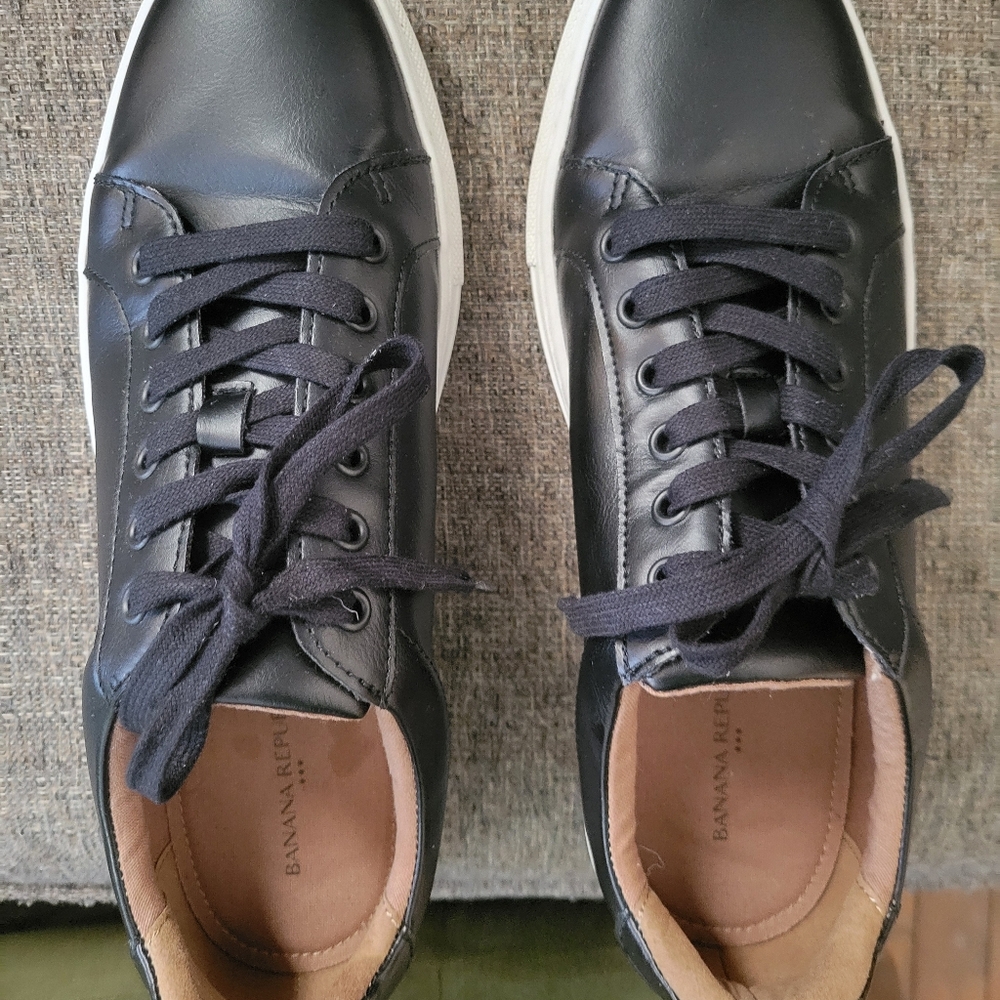 BANANA REPUBLIC Black, Faux Leather Shoes, Mens, SIZE 9